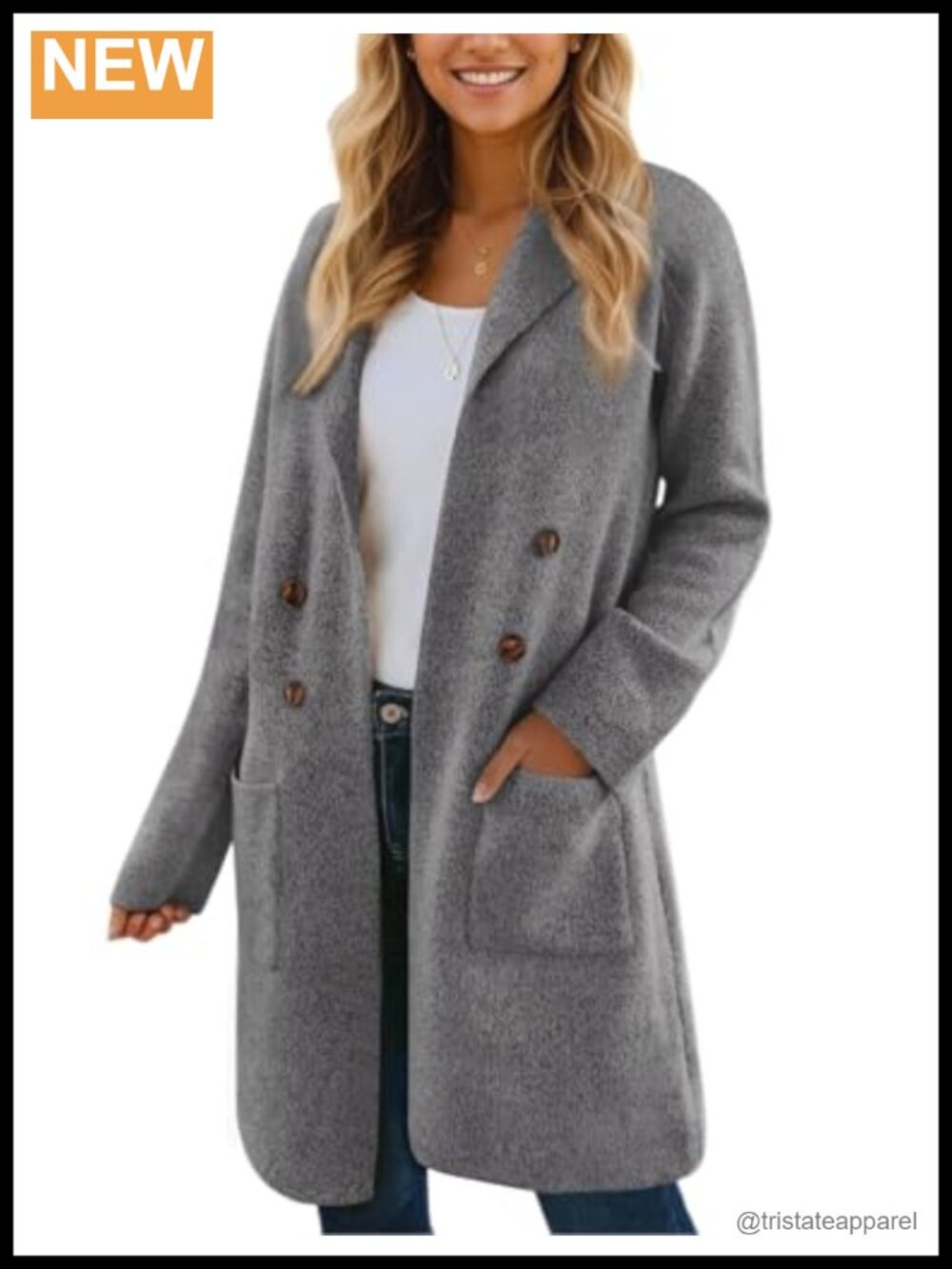 Womens Long Cardigan Coatigan Open Front Chunky Knit Sweather Coat with Pockets